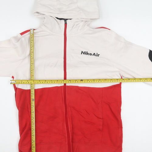 Nike Boys Red White Black Full Zip Hoodie XL (158-170cm) Cotton Blend