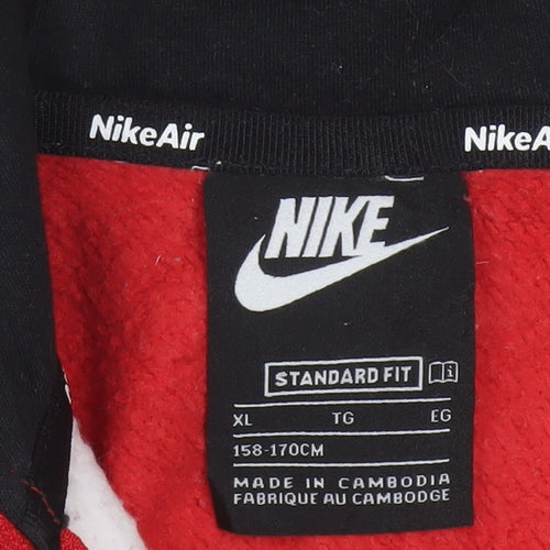 Nike Boys Red White Black Full Zip Hoodie XL (158-170cm) Cotton Blend