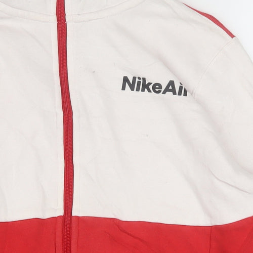 Nike Boys Red White Black Full Zip Hoodie XL (158-170cm) Cotton Blend