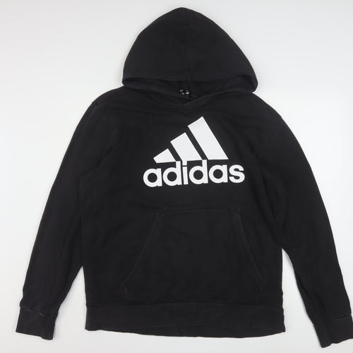 adidas Men's Black Pullover Hoodie L Sports Fleece Sweatshirt