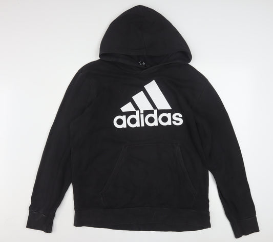 adidas Men's Black Pullover Hoodie L Sports Fleece Sweatshirt