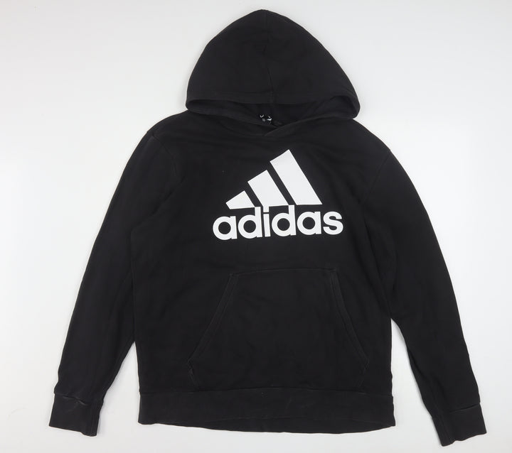 adidas Men's Black Pullover Hoodie L Sports Fleece Sweatshirt