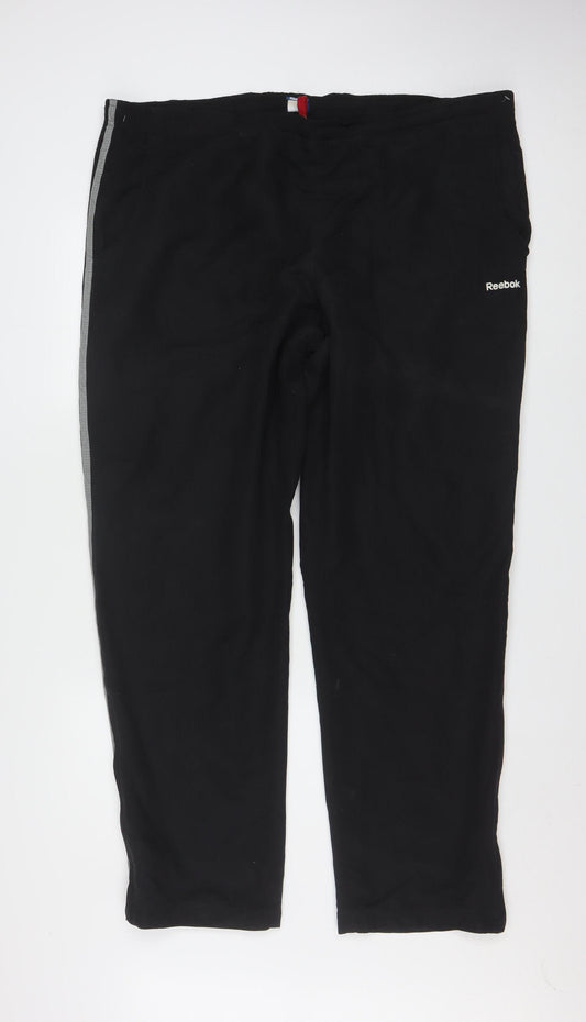 Reebok Men's Black L Track Pants Lightweight Polyester