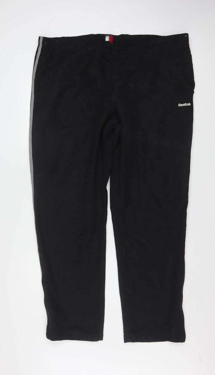 Reebok Men's Black L Track Pants Lightweight Polyester
