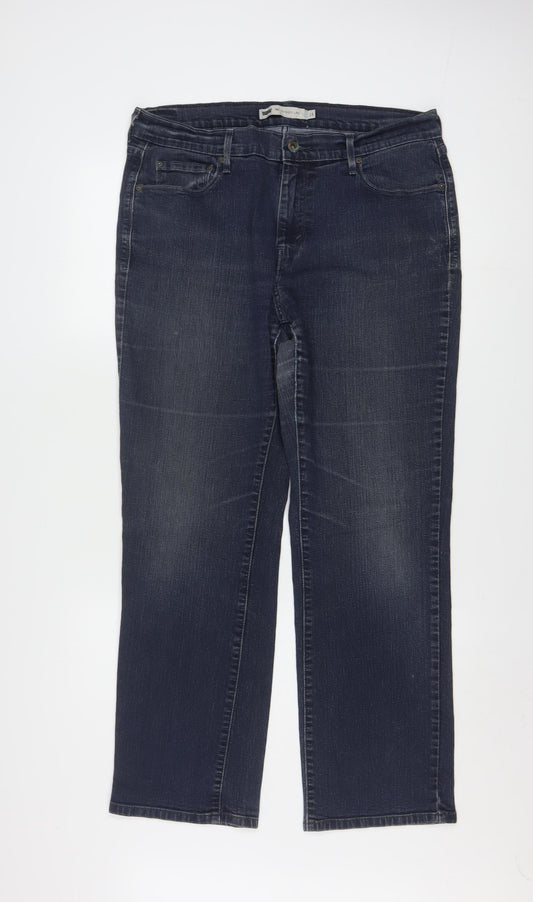 Levi's Women's Blue 505 Straight Leg Stretch Denim Jeans Size 14