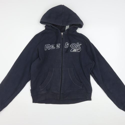 Reebok Women Navy Blue Full Zip Hoodie Size 14 Cotton Blend
