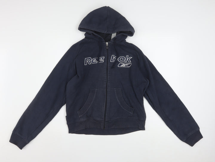 Reebok Women Navy Blue Full Zip Hoodie Size 14 Cotton Blend