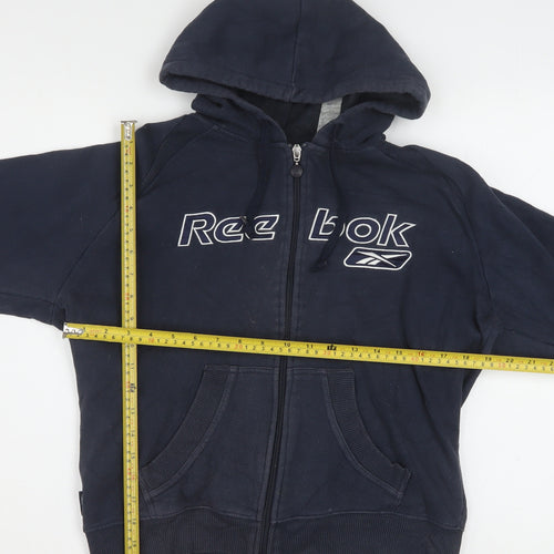 Reebok Women Navy Blue Full Zip Hoodie Size 14 Cotton Blend