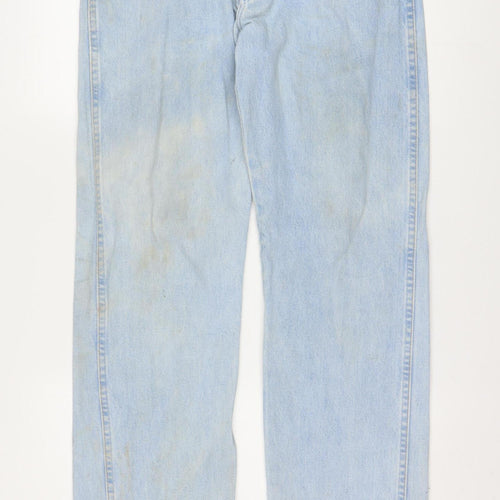 Wrangler Men Blue 34x36 Straight Fit Light Wash Denim Jeans