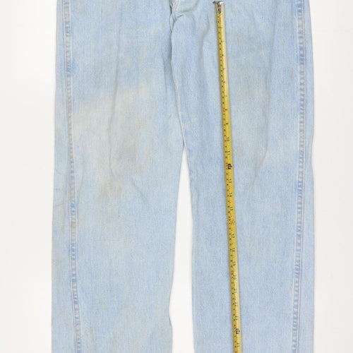 Wrangler Men Blue 34x36 Straight Fit Light Wash Denim Jeans
