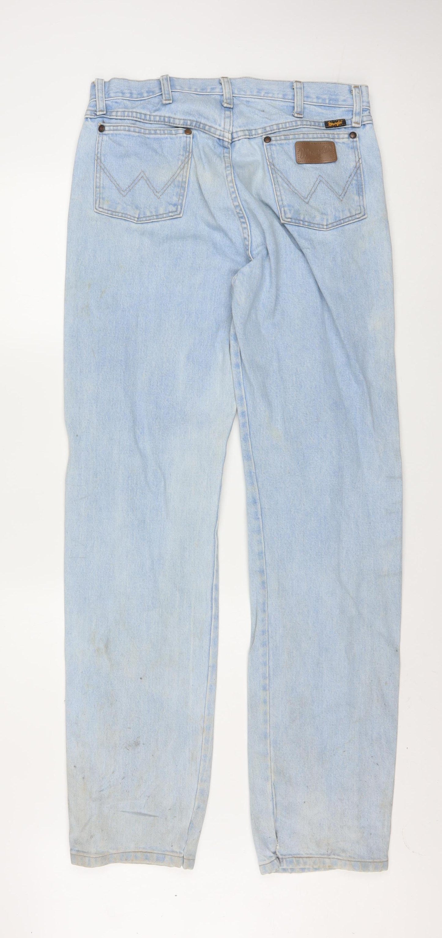Wrangler Men Blue 34x36 Straight Fit Light Wash Denim Jeans