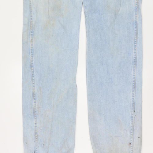 Wrangler Men Blue 34x36 Straight Fit Light Wash Denim Jeans