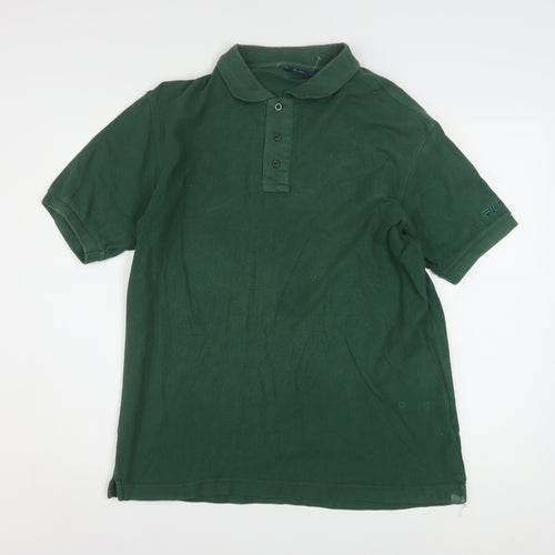 Fila Men's Green Short Sleeve Polo Shirt Size M 100% Cotton