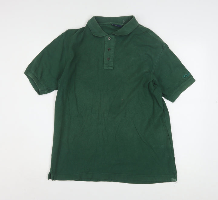 Fila Men's Green Short Sleeve Polo Shirt Size M 100% Cotton