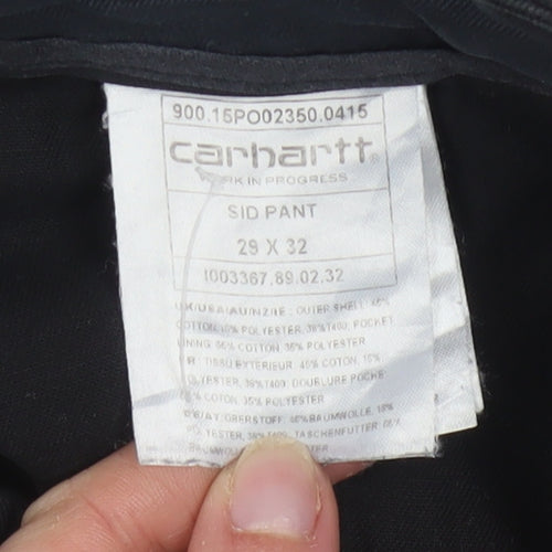 Carhartt Men Black Slim Fit Chino Trousers 29x32 Sid Pant