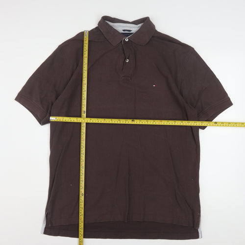 Tommy Hilfiger Men's Brown Short Sleeve Polo Shirt L