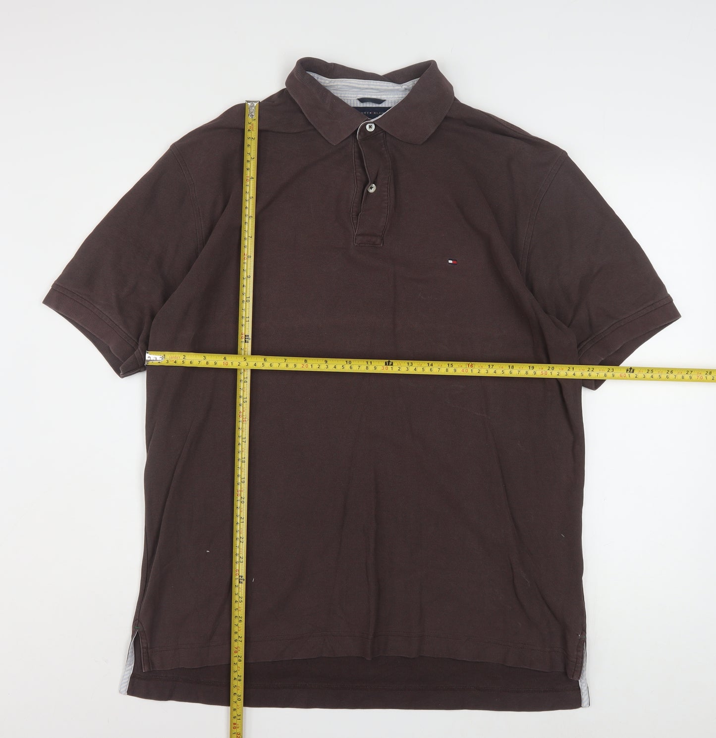 Tommy Hilfiger Men's Brown Short Sleeve Polo Shirt L