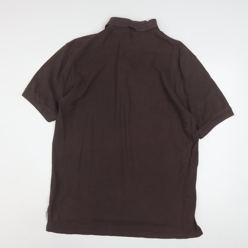 Tommy Hilfiger Men's Brown Short Sleeve Polo Shirt L