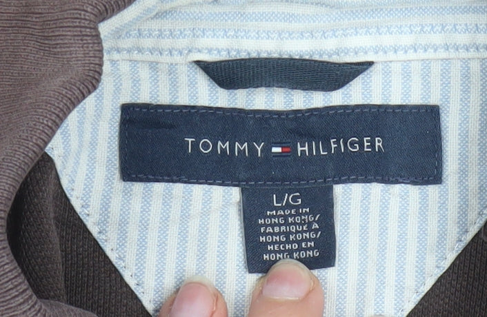 Tommy Hilfiger Men's Brown Short Sleeve Polo Shirt L