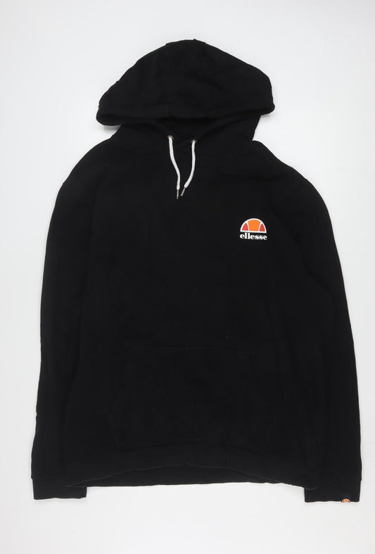 Ellesse Men’s Black Pullover Hoodie 4XL Logo Fleece Sweatshirt