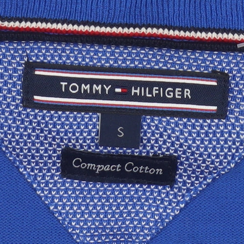 Tommy Hilfiger Men's Blue Cotton V-Neck Jumper Size S
