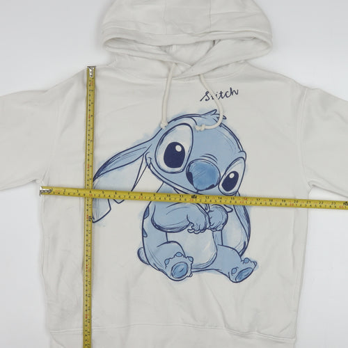 Disney Women White Hoodie Stitch Graphic Pullover Size 10/12