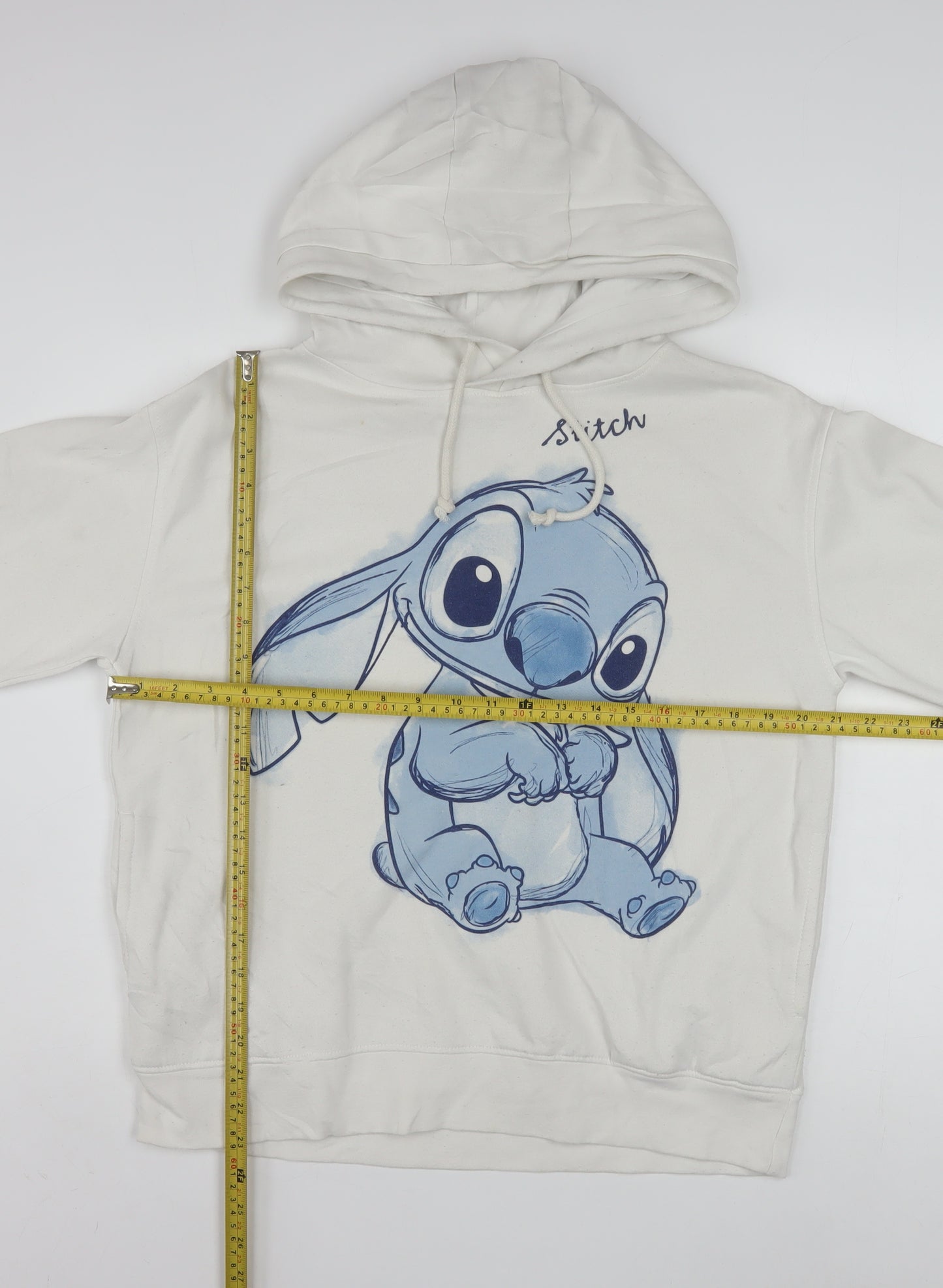 Disney Women White Hoodie Stitch Graphic Pullover Size 10/12