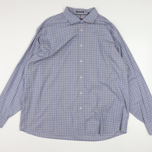 Tommy Hilfiger Men’s Blue Check 2XL Regular Fit Long Sleeve Cotton Shirt