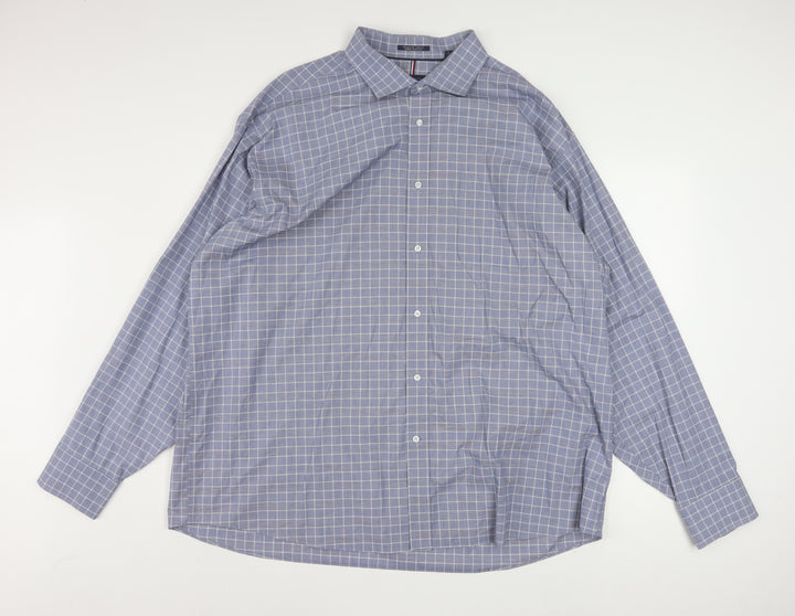Tommy Hilfiger Men’s Blue Check 2XL Regular Fit Long Sleeve Cotton Shirt