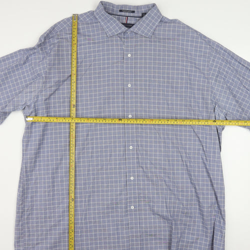 Tommy Hilfiger Men’s Blue Check 2XL Regular Fit Long Sleeve Cotton Shirt