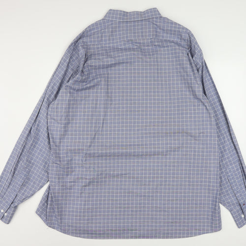 Tommy Hilfiger Men’s Blue Check 2XL Regular Fit Long Sleeve Cotton Shirt
