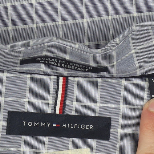 Tommy Hilfiger Men’s Blue Check 2XL Regular Fit Long Sleeve Cotton Shirt