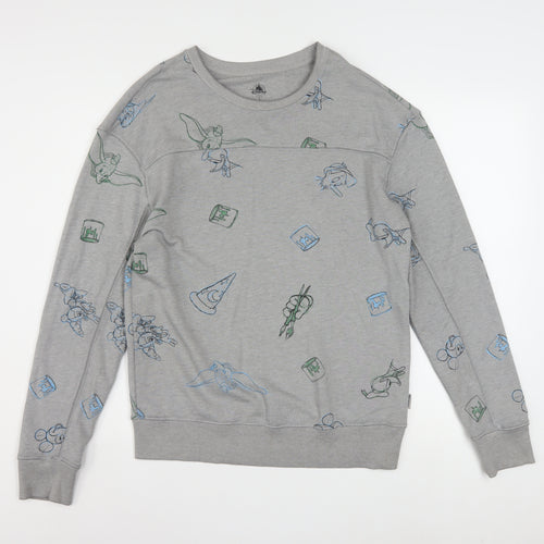 Disney Women Grey Sweatshirt Small Pullover Crew Neck Mickey Print