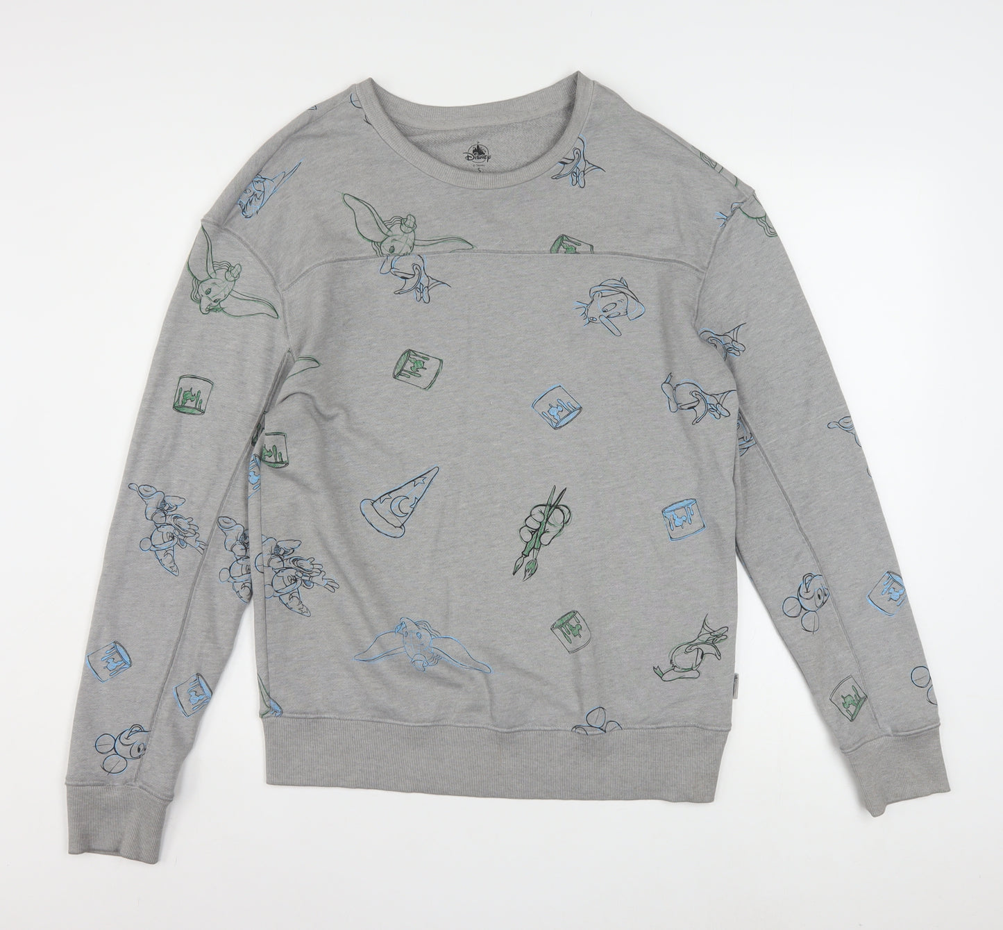 Disney Women Grey Sweatshirt Small Pullover Crew Neck Mickey Print