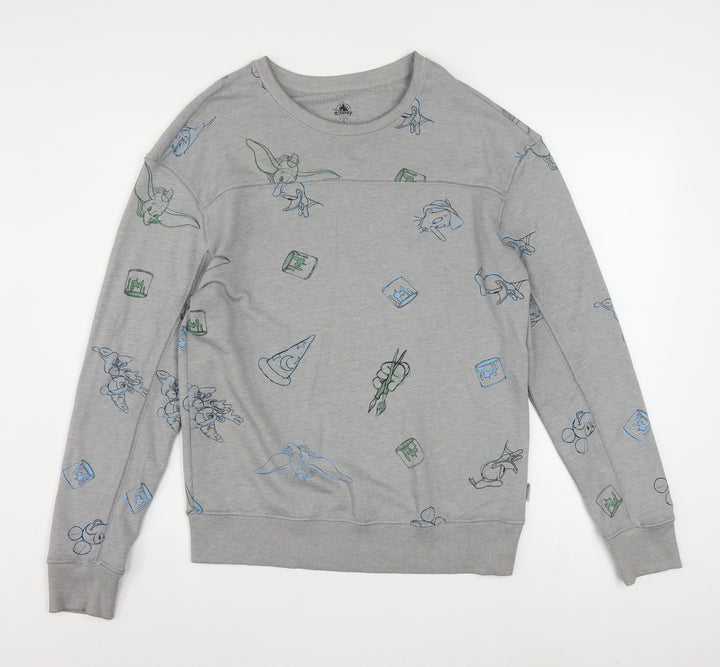 Disney Women Grey Sweatshirt Small Pullover Crew Neck Mickey Print