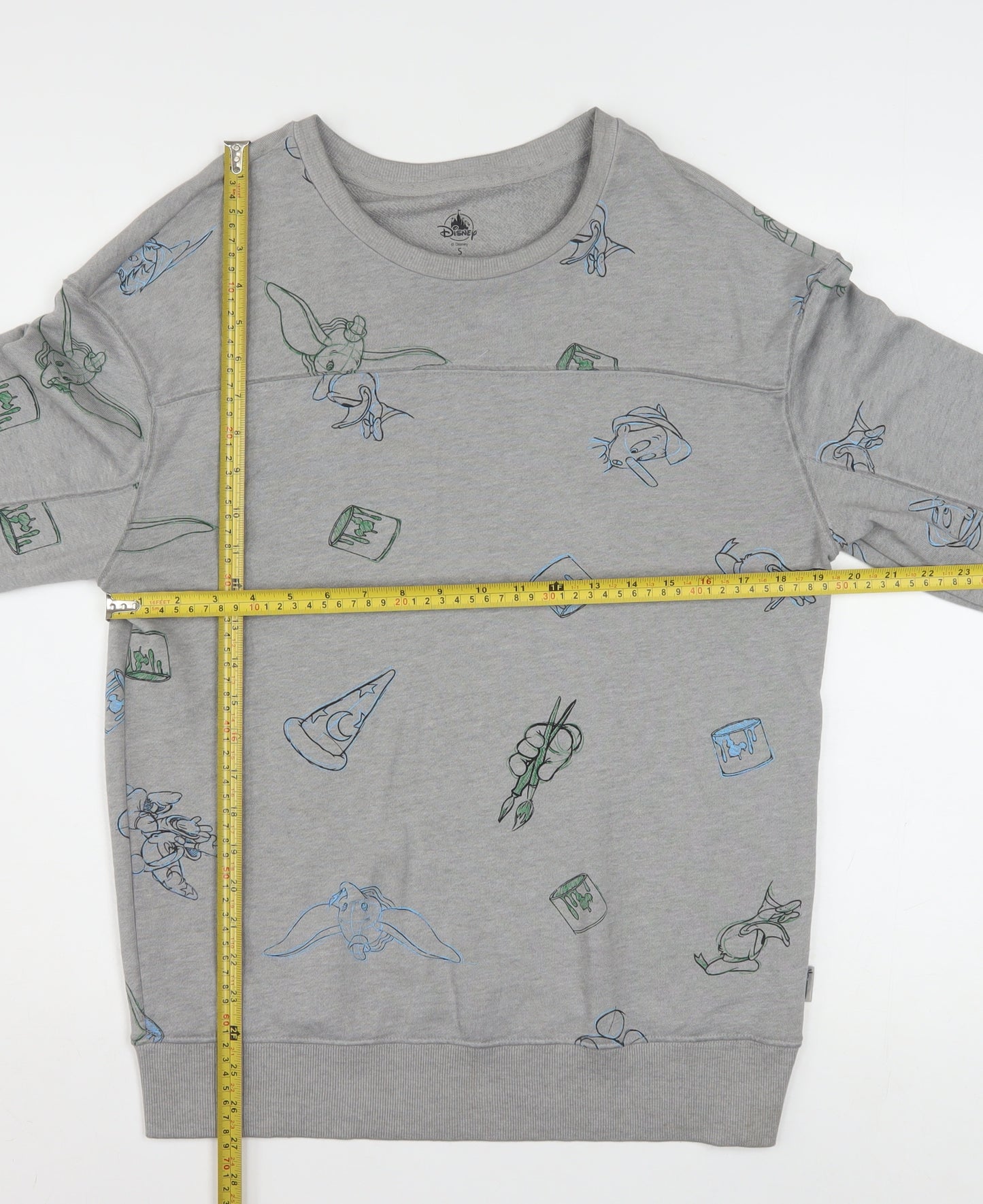 Disney Women Grey Sweatshirt Small Pullover Crew Neck Mickey Print