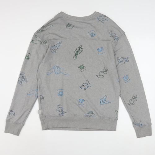 Disney Women Grey Sweatshirt Small Pullover Crew Neck Mickey Print