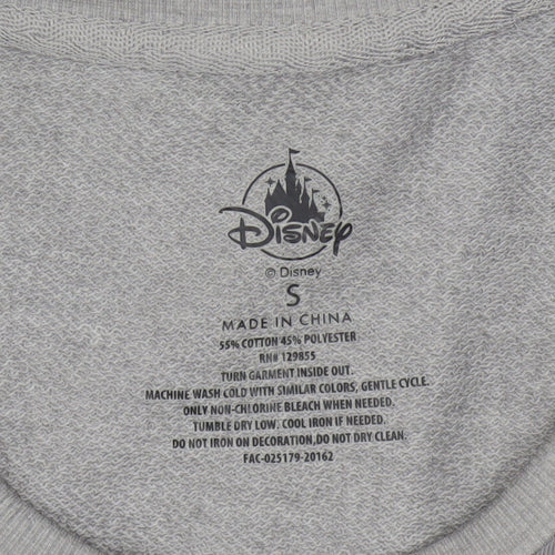 Disney Women Grey Sweatshirt Small Pullover Crew Neck Mickey Print