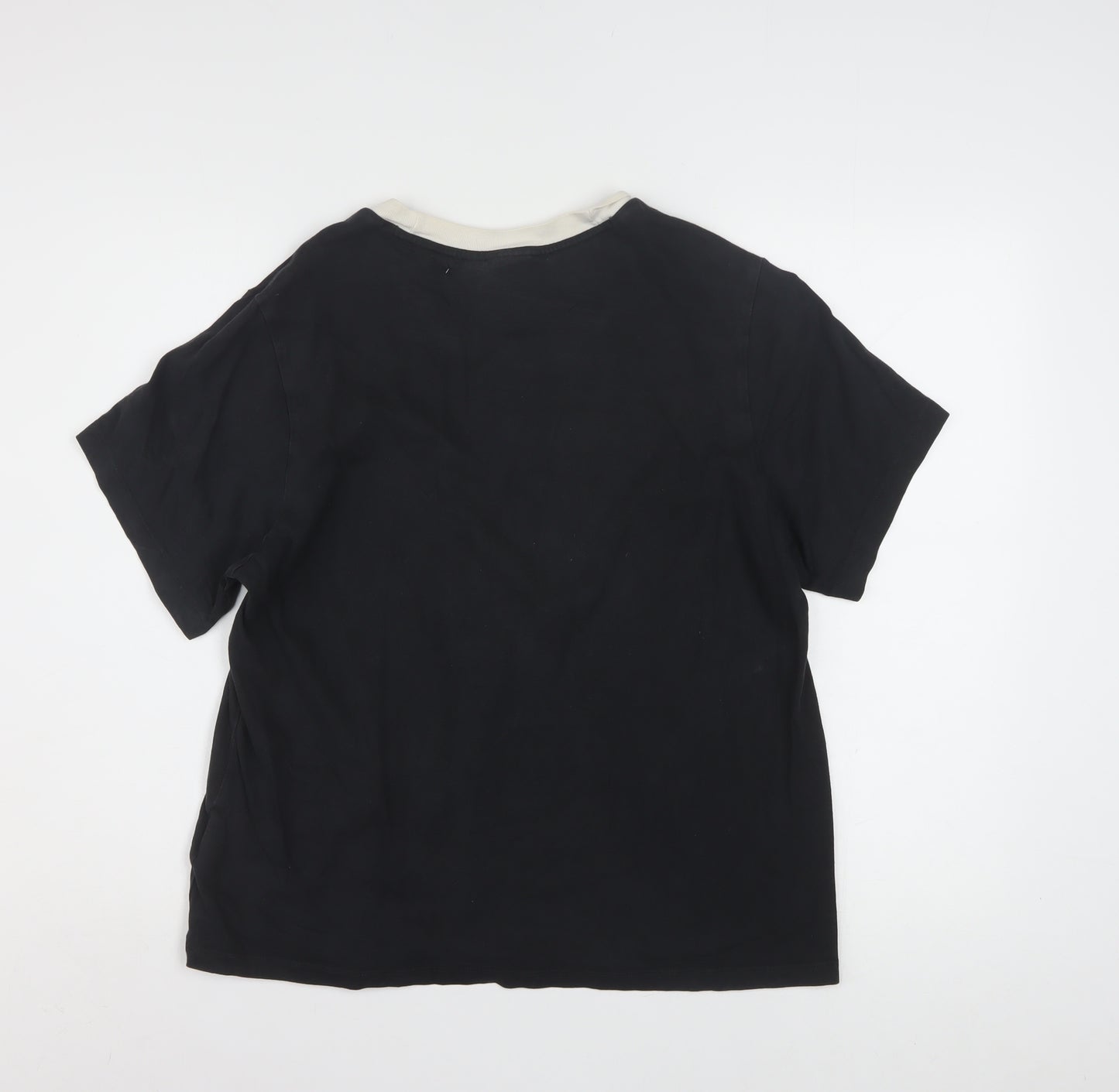 Adidas Womens Black Ringer Short Sleeve T-Shirt Size 16 100% Cotton