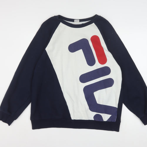 Fila Men's Blue XL Pullover Sweatshirt Crew Neck Graphic Logo