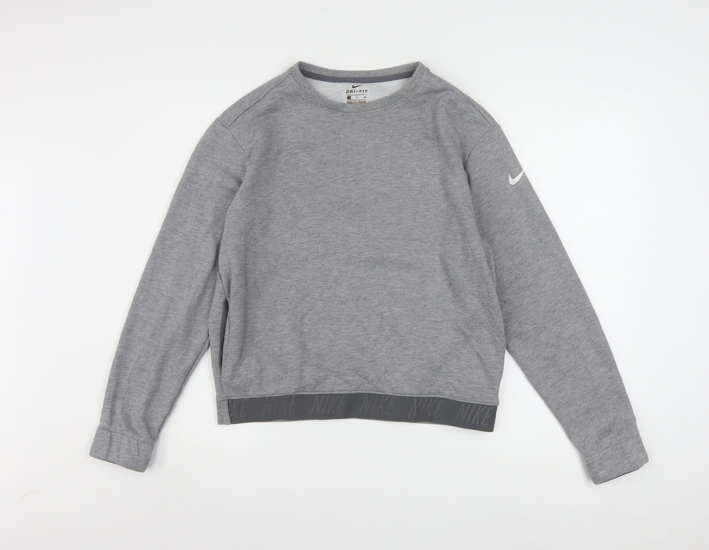 Nike Women Grey Dri-FIT Crew Neck Pullover Sweatshirt Size S