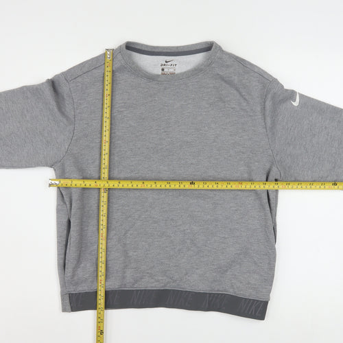 Nike Women Grey Dri-FIT Crew Neck Pullover Sweatshirt Size S