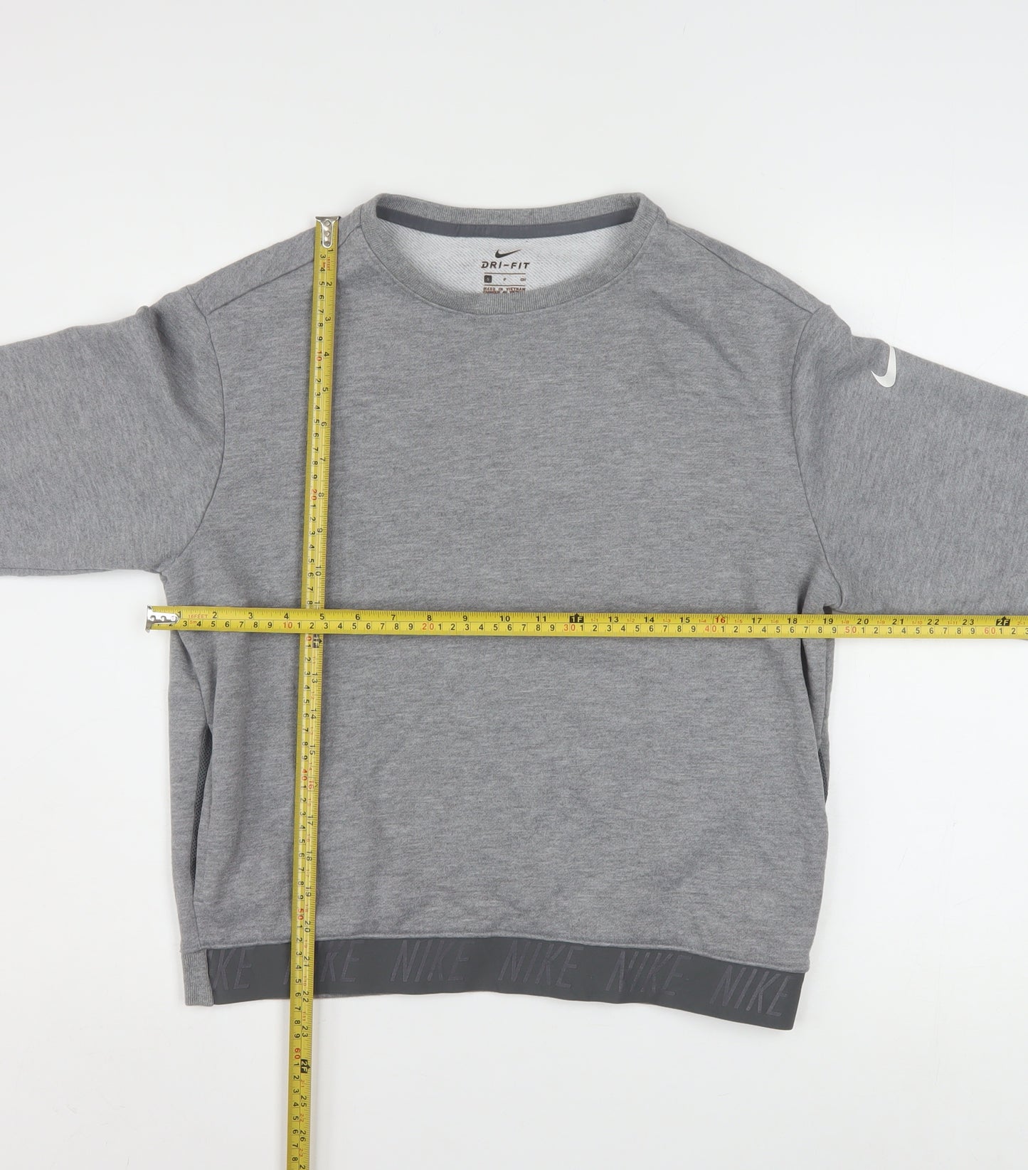 Nike Women Grey Dri-FIT Crew Neck Pullover Sweatshirt Size S