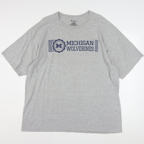 Champion Mens Grey Michigan Wolverines Graphic T-Shirt 2XL