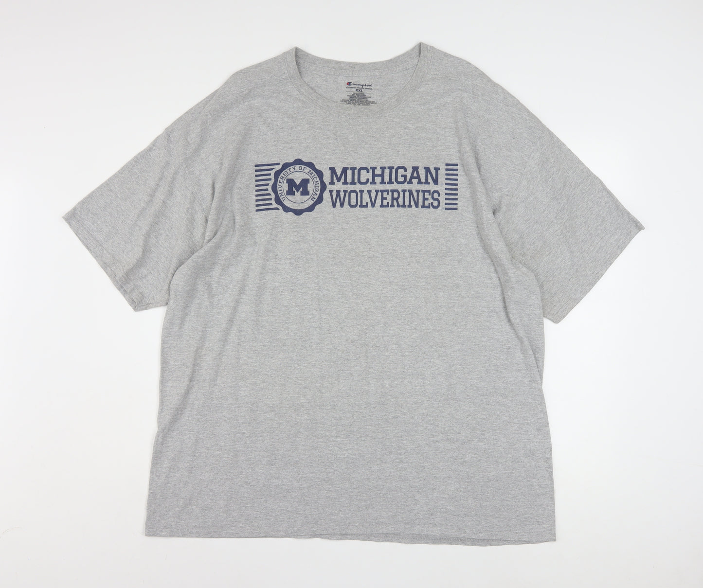 Champion Mens Grey Michigan Wolverines Graphic T-Shirt 2XL