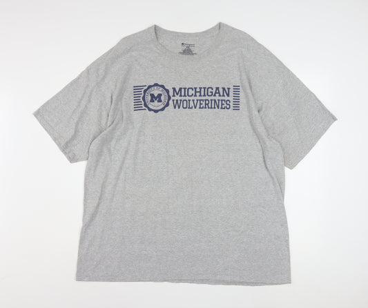 Champion Mens Grey Michigan Wolverines Graphic T-Shirt 2XL