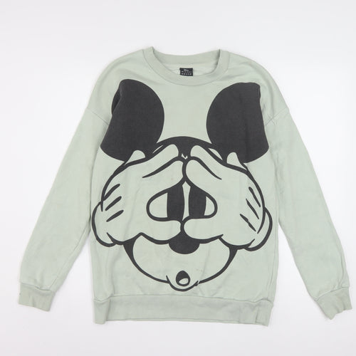 Disney Mickey Mouse Women’s Green Graphic Pullover Sweatshirt Size S