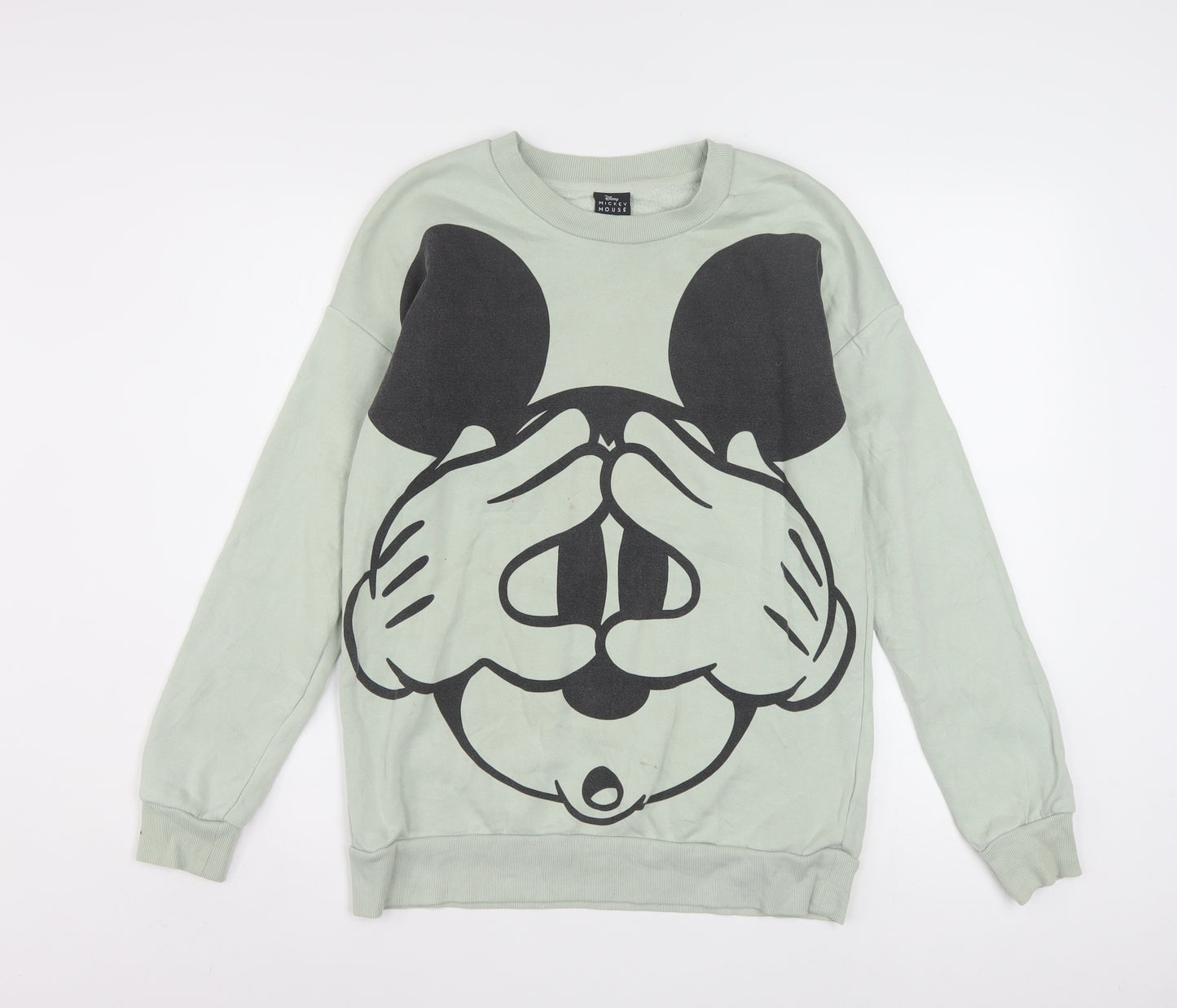 Disney Mickey Mouse Women’s Green Graphic Pullover Sweatshirt Size S