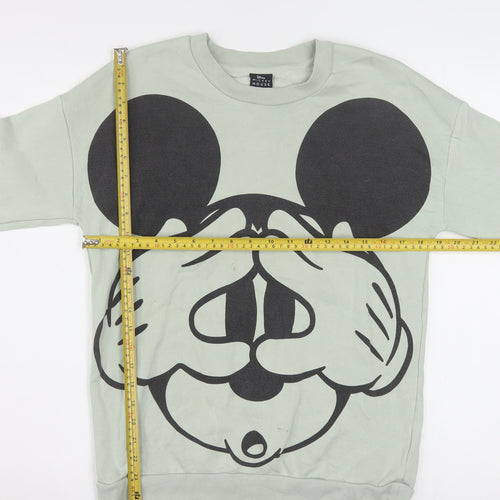 Disney Mickey Mouse Women’s Green Graphic Pullover Sweatshirt Size S