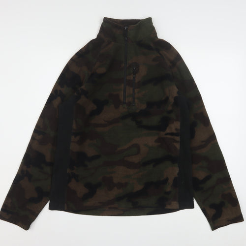 Starter Men's Brown Camouflage 1/4 Zip Fleece Pullover Sweatshirt Size S